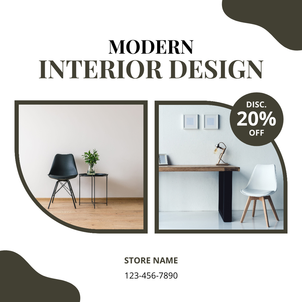 Modern Interior Design Discount Offer Instagram AD Πρότυπο σχεδίασης