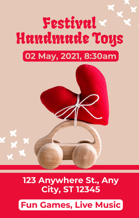 Ontwerpsjabloon van Invitation 4.6x7.2in van Aankondiging van het handgemaakte speelgoedfestival