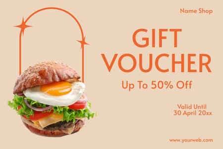 Platilla de diseño Gift Voucher Offer for Appetizing Burgers Gift Certificate