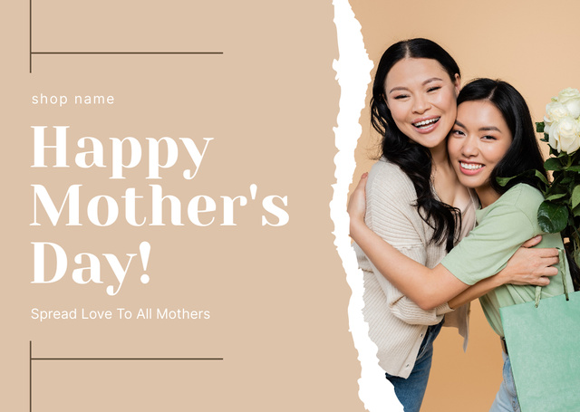 Mother with Adult Daughter on Mother's Day Card Design Template