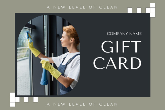 Cleaning Goods Grey Gift Certificate Design Template