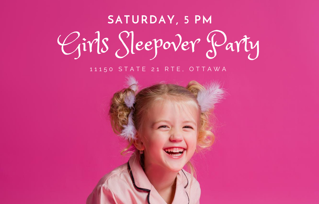 Welcome to Kids' Sleepover Party Invitation 4.6x7.2in Horizontal Modelo de Design