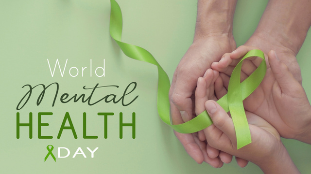 Template di design Symbol of Mental Health Day in Hands Zoom Background