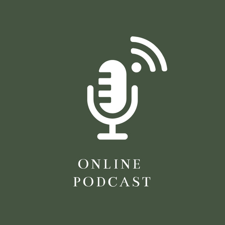 Emblem of Online Podcast Logo Design Template