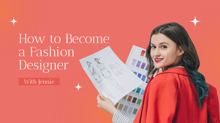 Fashion Designer With Woman Youtube Thumbnail Design Template