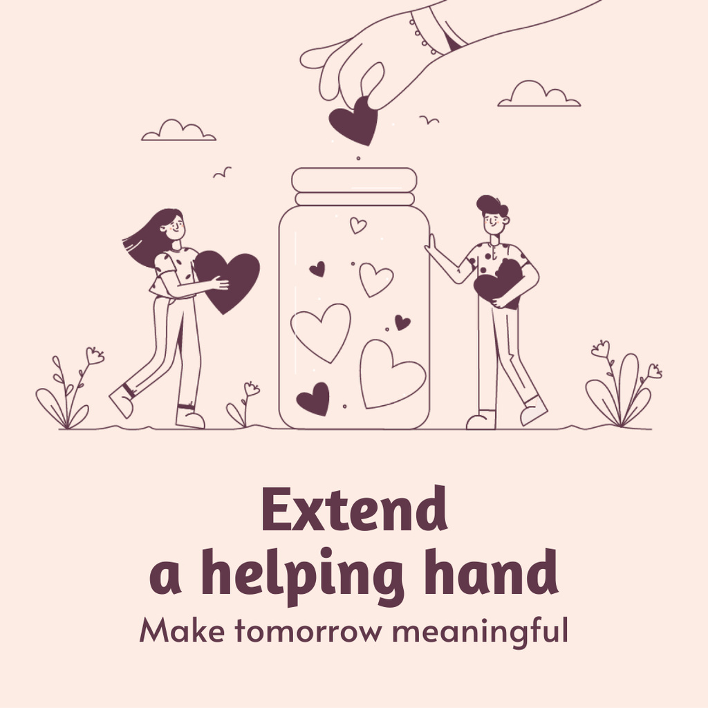 Donate with Helping Hand Instagramデザインテンプレート
