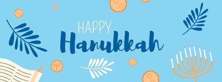 Modèle de visuel Hanukkah Greeting with Hebrew and Menorah - Facebook cover