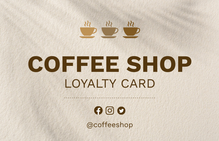 Coffee Discount Loyalty Program on Beige Business Card 85x55mm Design Template