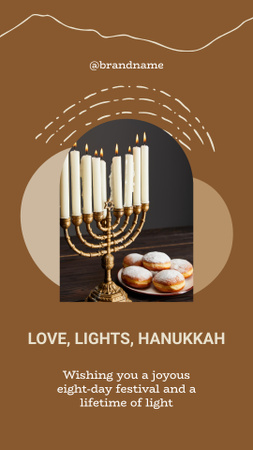 Wishes And Lights for Hanukkah With Sufganiyah Instagram Story Design Template