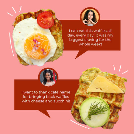 Customer's Testimonials about Delicious Waffles Animated Post Modelo de Design