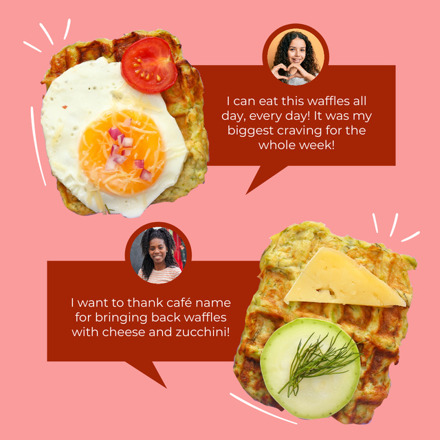 Plantilla de diseño de Customer's Testimonials about Delicious Waffles Animated Post 