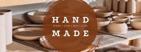 Plantilla de diseño de Handmade Clay Dishes Facebook cover 