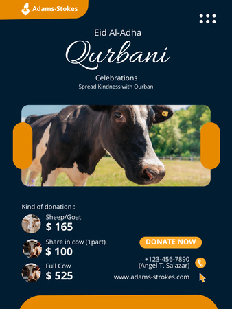 Offer Discounts on Beef for Eid al-Adha with Cow Poster 36x48in Design Template