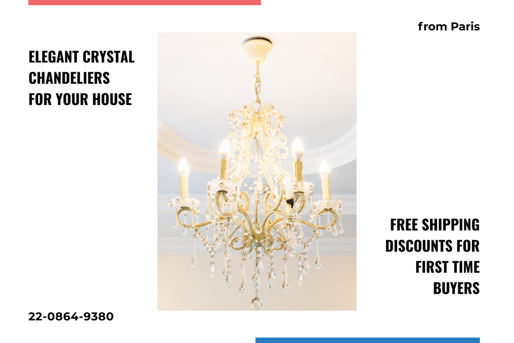 Gorgeous Chandeliers for Home Decor Poster 24x36in Horizontal Design Template