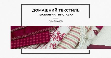 Home Textiles Event Announcement in Red Facebook AD Design Template