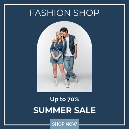 Ontwerpsjabloon van Instagram van Summer Fashion Sale with Stylish Couple