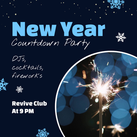 Enchanting New Year Countdown Party With Sparkler Animated Post Design Template