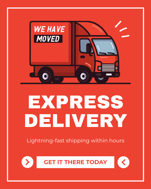 Plantilla de diseño de Express Delivery Promotion on Red Instagram Post Vertical 