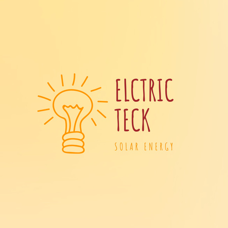 Solar Energy Company Emblem with Lightbulb Logo Tasarım Şablonu
