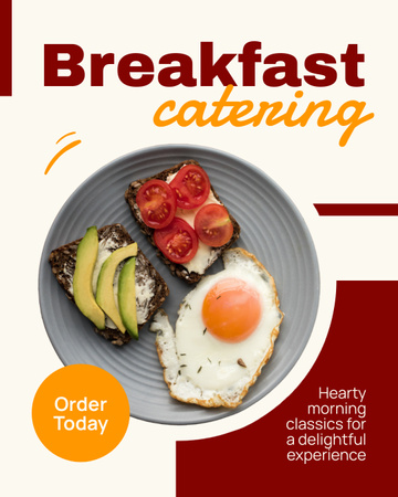Ontwerpsjabloon van Instagram Post Vertical van Cateringdiensten met een heerlijk gezond ontbijt