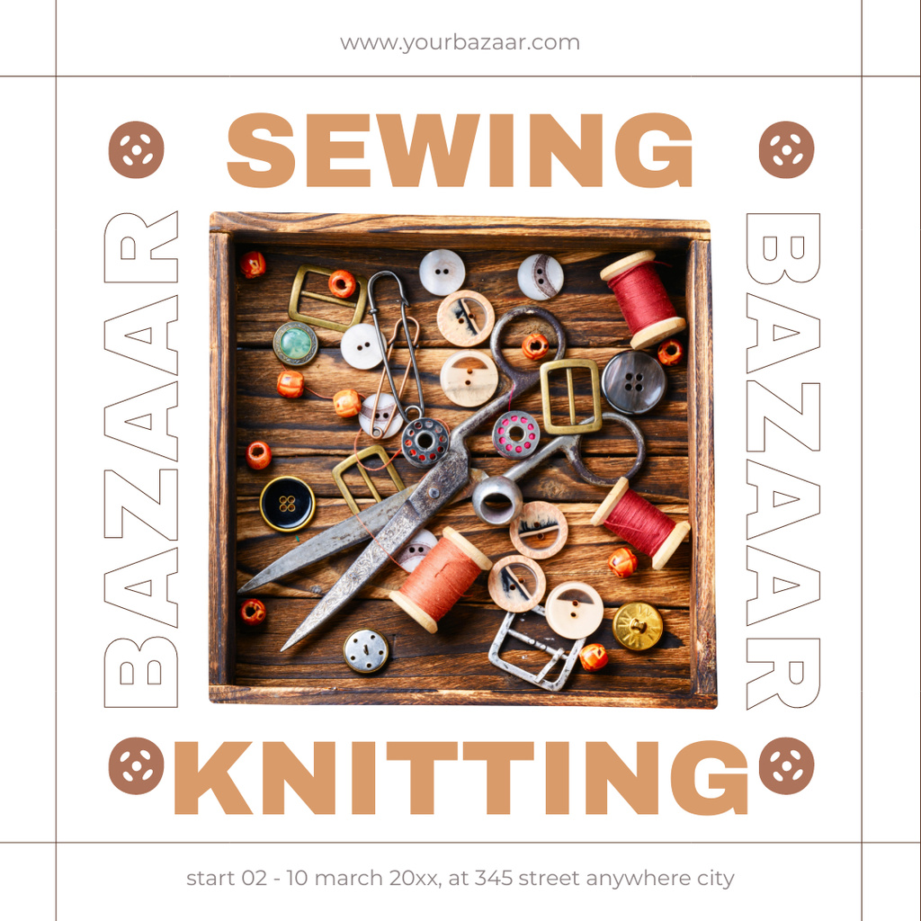 Sewing And Knitting Bazaar Announcement Instagramデザインテンプレート