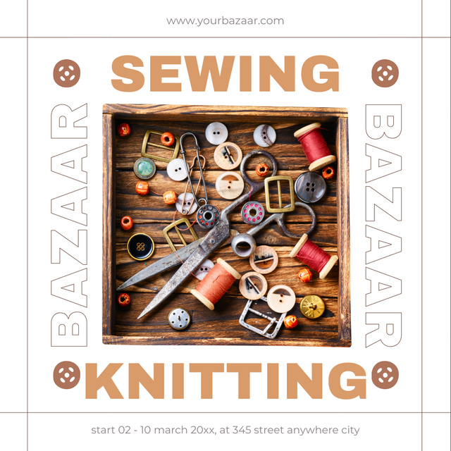 Sewing And Knitting Bazaar Announcement Instagram Modelo de Design