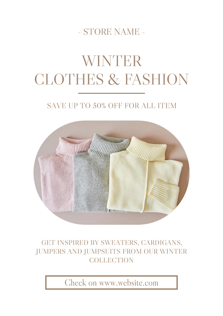 Seasonal Discount for Warm Clothing Poster – шаблон для дизайна