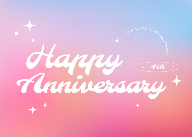 Plantilla de diseño de Happy Anniversary Greeting on Pink Gradient Postcard 5x7in 