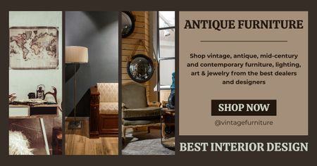 Platilla de diseño Stylish Interior Design With Antique Furniture Facebook AD