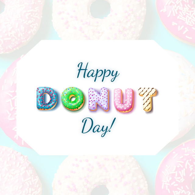 Yummy Doughnuts At Half Price Due National Donut Day Animated Post Πρότυπο σχεδίασης