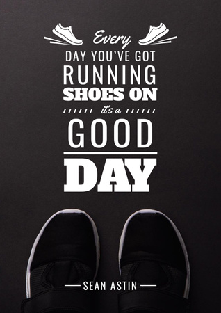 Platilla de diseño Sports Inspiration Quote with Pair of Athletic Shoes Poster