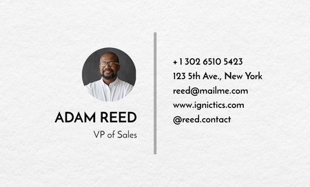 Contacts Vice President of Sales Business Card 91x55mm Design Template