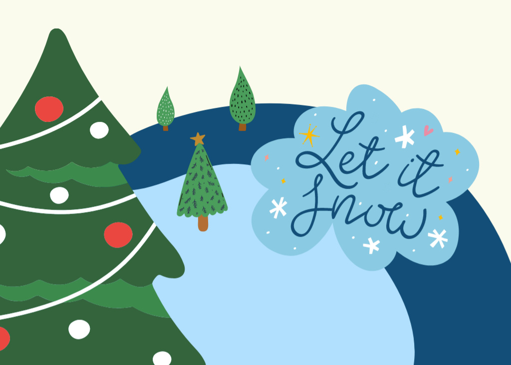 Let It Snow on X-Mas Holidays Postcard 5x7in – шаблон для дизайна
