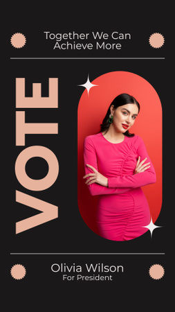 Hlasování pro mladou ženu v růžovém Instagram Story Šablona návrhu