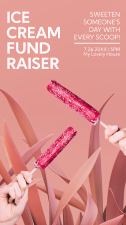 Реклама вкусного розового фруктового мороженого Instagram Story – шаблон для дизайна