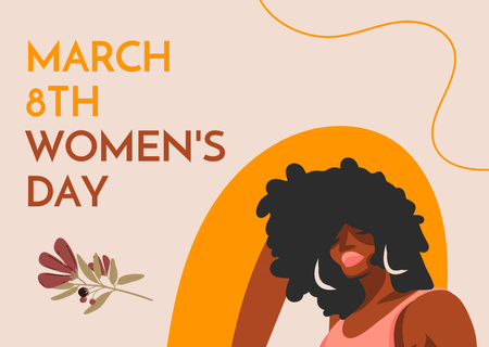 International Women's day Announcement with Illustration of Woman Card Design Template