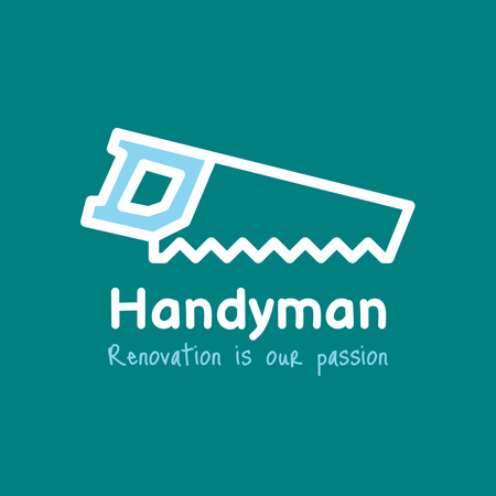 Handyman Services Offer with Outlined Saw Animated Logo Šablona návrhu