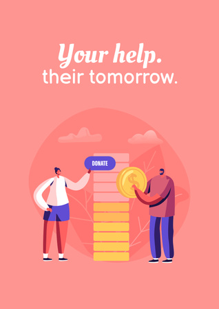 Help during War in Ukraine with People making Donations Poster Design Template