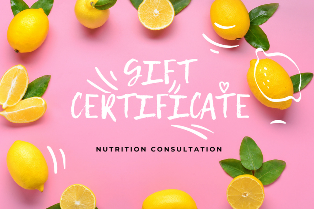 Nutrition Consultation offer in Lemons frame Gift Certificate – шаблон для дизайну