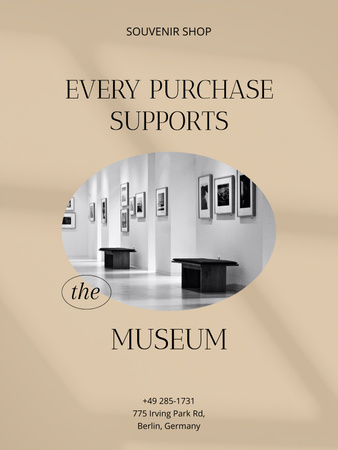 Plantilla de diseño de Tienda de souvenirs en el museo Poster US 