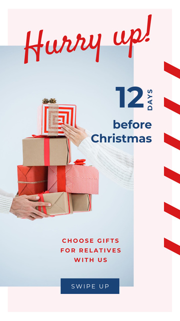 People with Christmas gift boxes Instagram Story Design Template