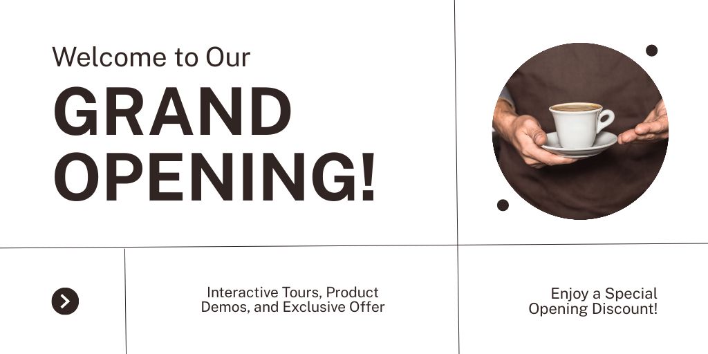 Cafe Opening Event With Coffee Beverage And Discounts Twitter Design Template