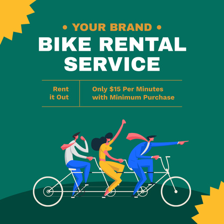 Ontwerpsjabloon van Instagram van Bike Rental Services with Illustration of Cyclists