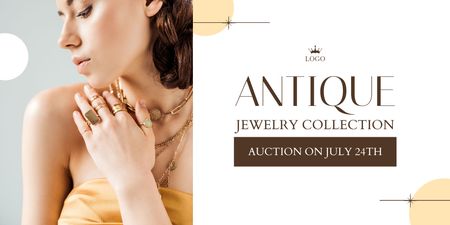 Antique Auction In Summer With Jewelry Collection Twitter Design Template