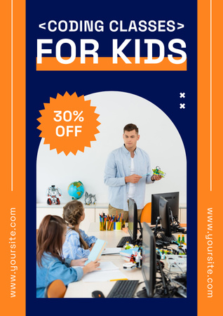 Template di design Little Kids at Coding Class Poster