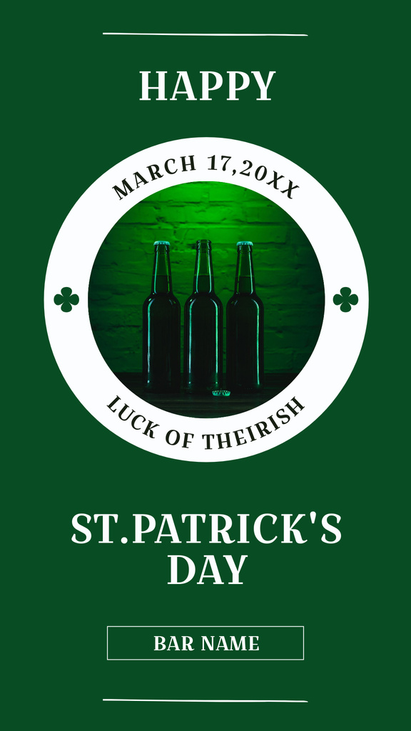 Modèle de visuel St. Patrick's Day Bottled Beer Party Announcement - Instagram Story