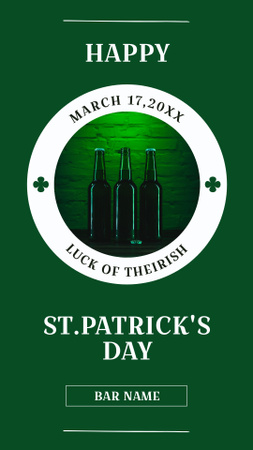 St. Patrick's Day Bottled Beer Party Announcement Instagram Story Design Template