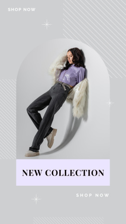 Female Fashion Clothes Sale Ad on Grey Instagram Story tervezősablon