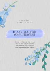Funeral Thank You Card with Watercolor Flowers