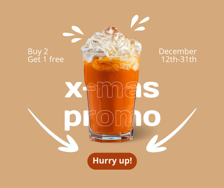 Christmas Sale Announcement Glass of Coffee Facebook Design Template